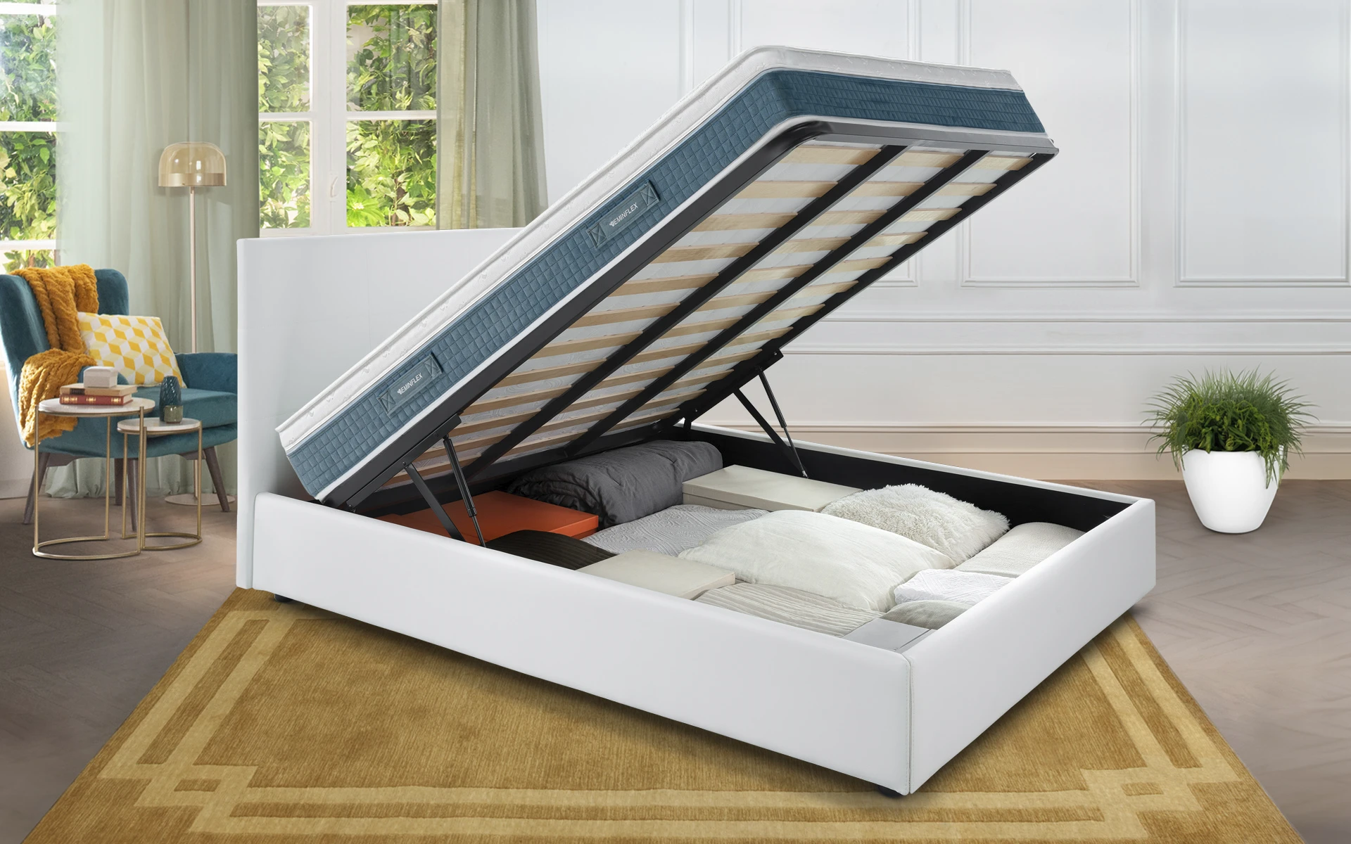 Sano_matrimoniale_letto_contenitore_bianco_aperto