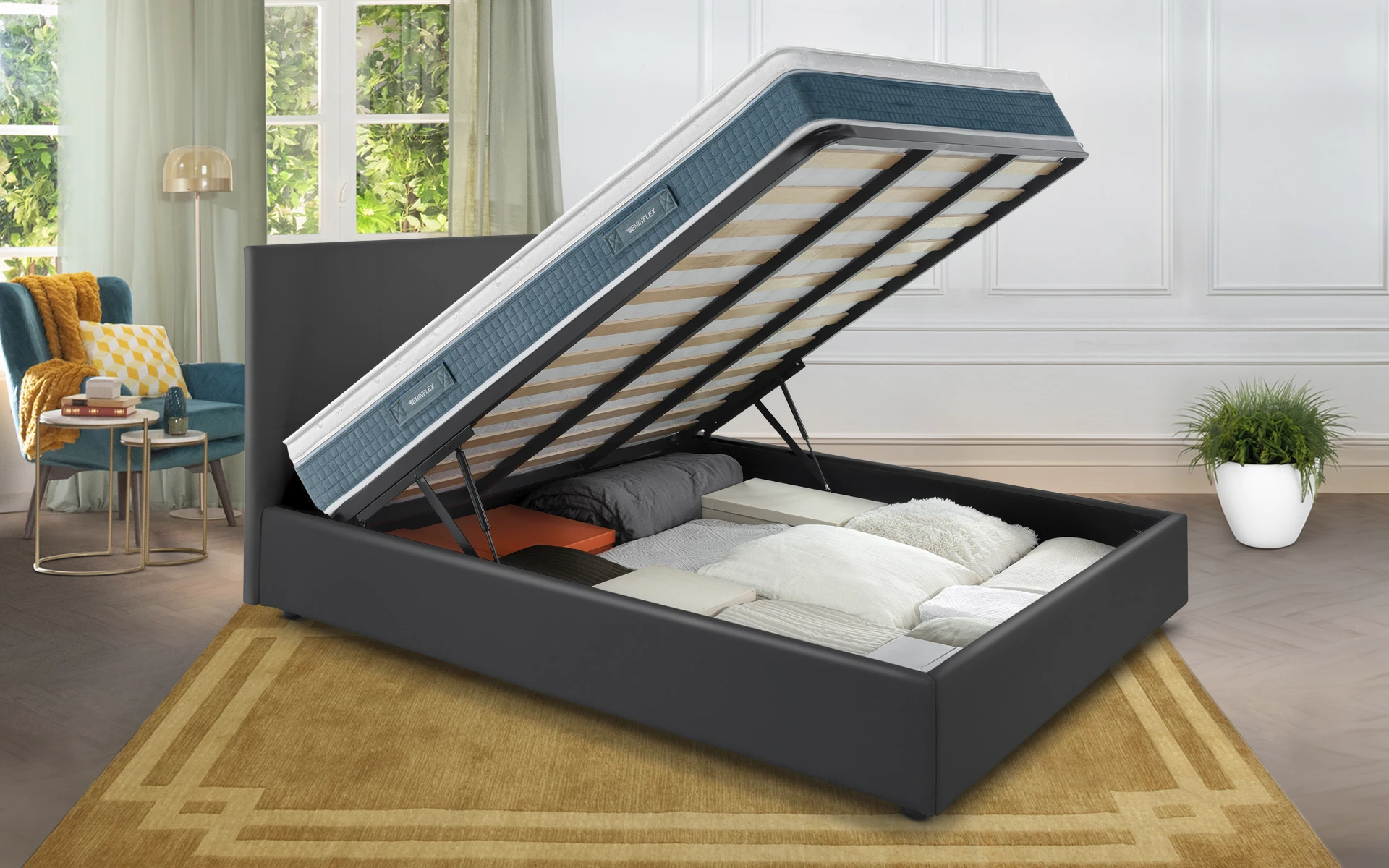 Sano_matrimoniale_letto_contenitore_grigio_aperto